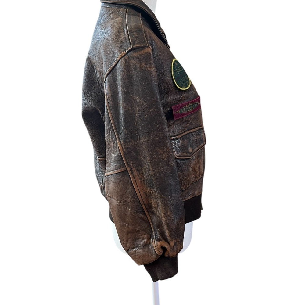Vintage GAP Leather Flight Bomber Jacket – Lined Aviator Style - Picture 5 of 9
